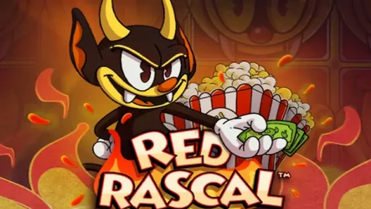 Red Rascal slot game interface featuring the main character and amusement park theme